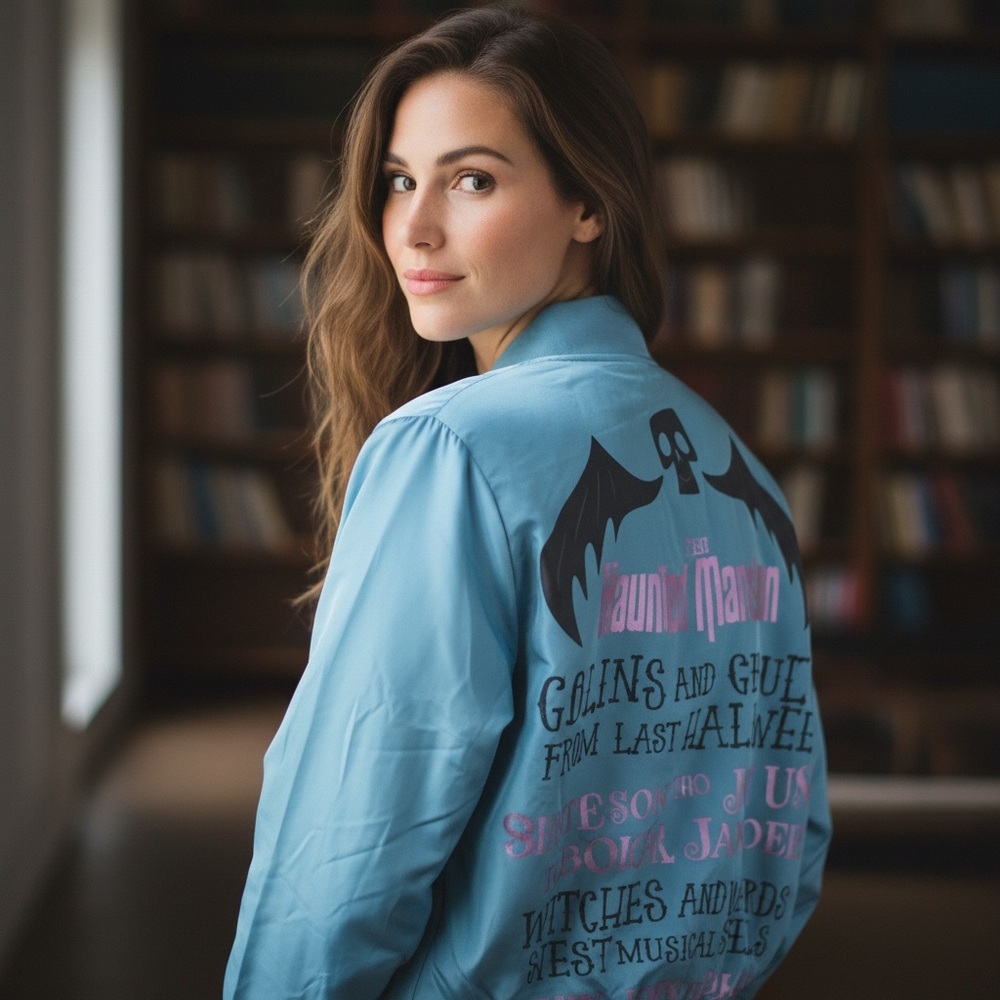 DISNEY PARKS HAUNTED MANSION Windbreaker 80's style turquoise